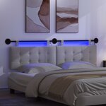 vidaXL Tête de lit suspendue Avec lumière LED Blanc Tissu