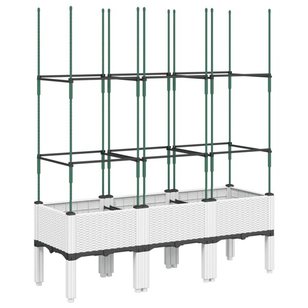vidaXL Jardinière avec treillis blanc 120x40x142 5 cm PP