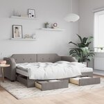 vidaXL Lit de jour avec gigogne et tiroirs taupe 80x200 cm tissu