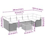 Ensemble de canapé de jardin de 8 pièces avec coussins en poly rattan noir et acacia