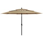 vidaXL Parasol de jardin à 3 niveaux avec mât en aluminium taupe 3 5 m