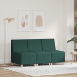 vidaXL Fauteuil Sofa Gris Clair 55 cm Tissu 3 Pièces Vert foncé