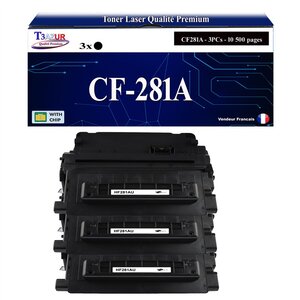 T3AZUR -3x Toners compatibles avec HP CF281A (81A) pour HP LaserJet Enterprise M630z  M604dn  M604n  M605dn  M605n  M605x  M606dn  M606x  M630dn  M630f  M630h