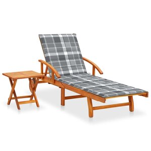 vidaXL Chaise longue de jardin avec table et coussin Bois d'acacia