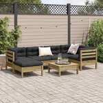 vidaXL Salon de jardin 7 Pièces avec coussins bois de pin imprégné