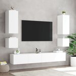 vidaXL Meuble TV mural avec lumières LED blanc 100x35x31 cm