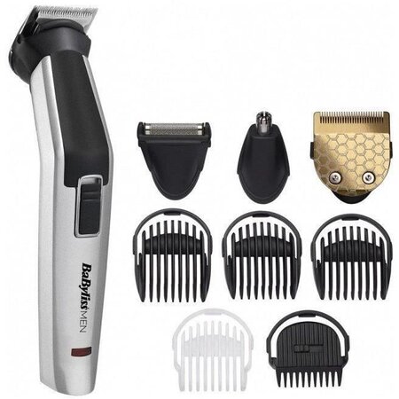 BABYLISS MT726E Tondeuse multifonction 8 en 1 Titanium sans fil - 60min autonomie - 3 accessoires interchangeables - Tetes lavables