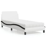 vidaXL Lit avec matelas blanc et noir 80x200 cm similicuir
