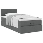 vidaXL Cadre de lit ottoman avec matelas gris foncé 80x200 cm tissu