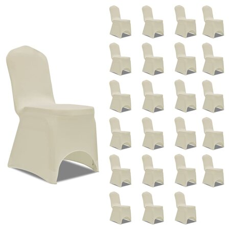 vidaXL Housses élastiques de chaise Crème 24 Pièces