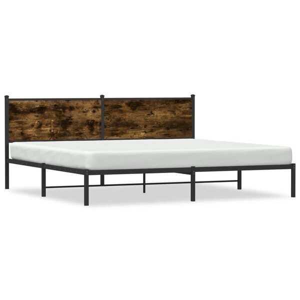 vidaXL Cadre de lit en métal sans matelas chêne fumé 200x200 cm