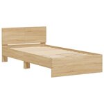 vidaXL Cadre de lit tête de lit et lumières LED chêne sonoma 100x200cm
