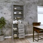 vidaXL Buffet haut Sonoma gris 69 5x34x180 cm Bois d'ingénierie