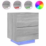 vidaXL Armoires de chevet et lumières LED 2 Pièces sonoma gris
