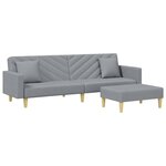 vidaXL Canapé-lit à 2 places avec oreillers et repose-pied gris clair