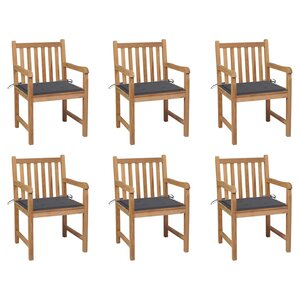vidaXL Chaises de jardin lot de 6 et coussins anthracite Bois de teck