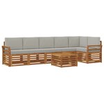 vidaXL Ensemble de canapé d'angle 7 Pièces Gris Naturel et Clair