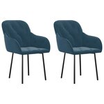 vidaXL Chaises à manger lot de 2 Bleu Velours