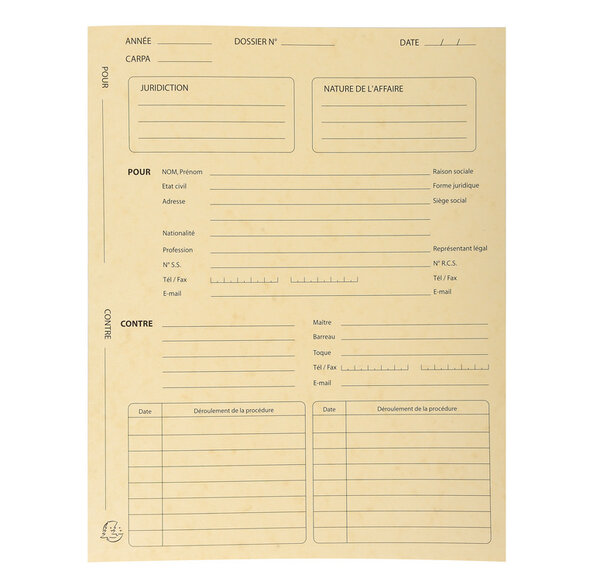 Pack 25 chemises Avocat Imprimées Procédure 265g Ivoire x 5 EXACOMPTA