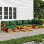vidaXL Salon de jardin 8 Pièces avec coussins vert bois massif