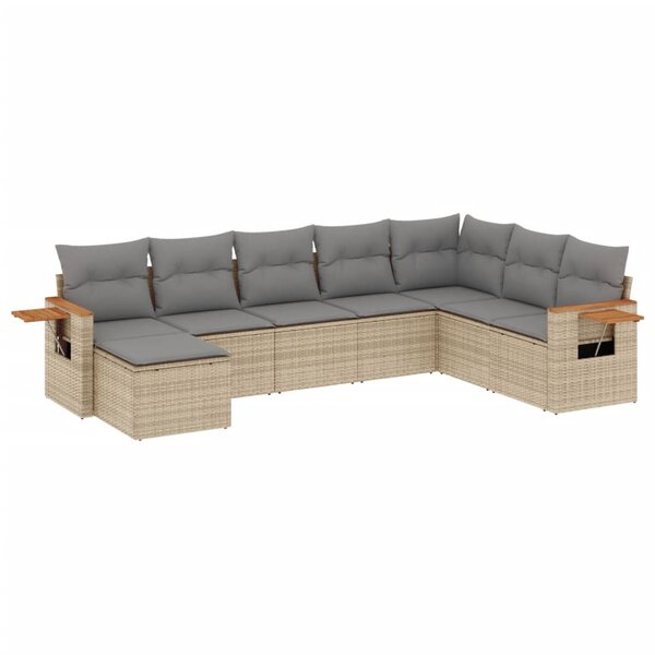 vidaXL Salon de jardin avec coussins 8 Pièces beige résine tressée
