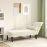 vidaXL Chaise longue avec coussins crème velours