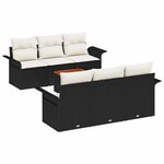 vidaXL Ensemble de canapé de jardin 7 Pièces Noir Poly rotin