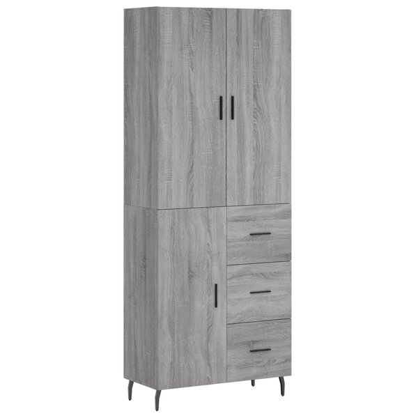 vidaXL Buffet haut Sonoma gris 69 5x34x180 cm Bois d'ingénierie