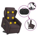 vidaXL Fauteuil inclinable de massage Marron foncé Tissu