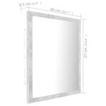 vidaXL Miroir à LED de salle de bain Gris béton 40x8 5x37 cm Acrylique