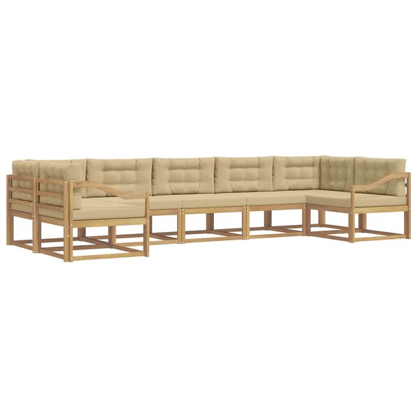 vidaXL Ensemble de canapés d'extérieur 7 Pièces Blanc et Beige