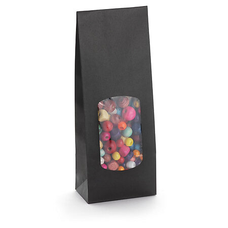 Sachet kraft noir à fenêtre 10 x 29 x 5 5 cm (lot de 100)