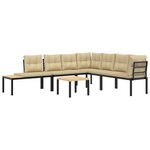 vidaXL Ensemble de banc de jardin avec coussins 5 Pièces noir