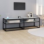 vidaXL Meuble TV marbre blanc 140x40x40 5 cm verre trempé