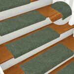 vidaXL Tapis d'escalier autocollants 15 pièces 65 x 21 x 4 cm Vert Bord rectangulaire