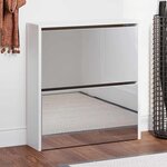 vidaXL Armoire à chaussures miroir 2 niveaux Blanc brillant 63x17x67cm
