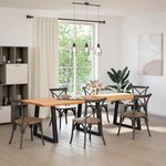 vidaXL Table à manger avec bord naturel 280x100x74cm bois massif chêne