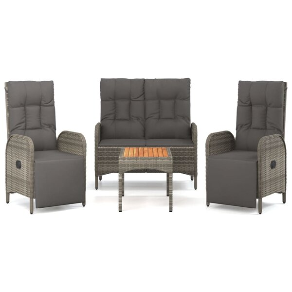 vidaXL Ensemble à manger jardin 4Pièces et coussins Gris Résine tressée