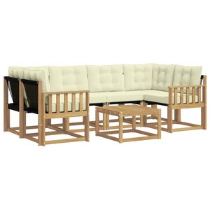vidaXL Ensemble de canapés d'extérieur 7 Pièces Blanc et crème