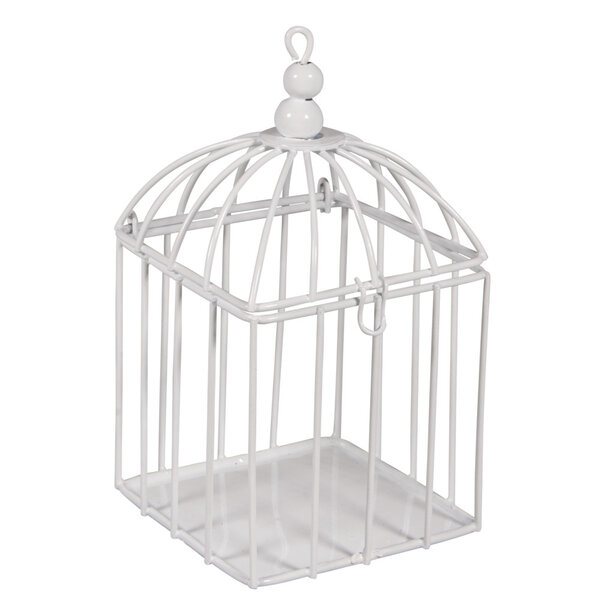 Cage d'oiseau déco en métal  blanc  7x7x13cm  avec fermeture