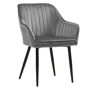 Chaise de salle à manger fauteuil siège rembourrée avec accoudoirs largeur d’assise 49 cm pieds en métal revêtement en velours charge 110 kg pour salon chambre gris clair 12_0002426