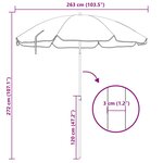 vidaXL Parasol de plage bleu et blanc avec poteau en aluminium de 300 cm