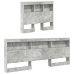 vidaXL Lit Bibliothèque Gris béton 100 x 200 cm Bois d'ingénierie