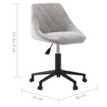 vidaXL Chaise pivotante de bureau Gris clair Velours