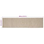 vidaXL Tapis de surface Rectangulaire Naturel et Blanc 60 x 400 cm