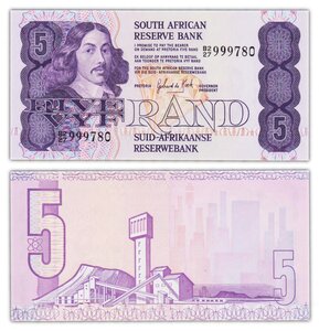 Billet de Collection 5 rand 1978-1994 Afrique du Sud - Neuf - P119 de Kock (1984)