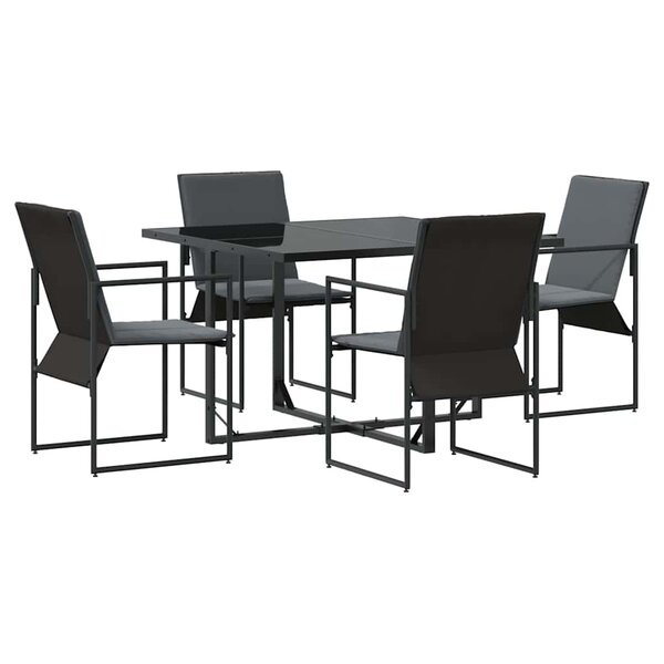 vidaXL Ensemble de salle à manger pour jardin 5 Pièces Noir Acier