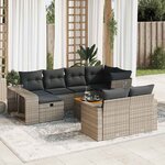 vidaXL Salon de jardin 11 Pièces avec coussins gris résine tressée
