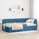 vidaXL Cadre de lit d'angle avec tête de lit Bleu 90 x 200 cm Velours