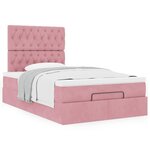 vidaXL Cadre de lit ottoman avec matelas rose 120x190 cm velours